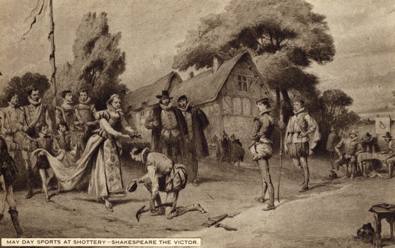 Május elsejei sport a Shotteryben, William Shakespeare a győztes (litho) alkotó: English School