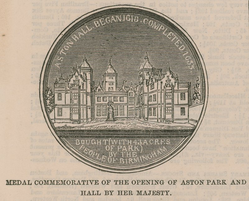 Az Aston Park és Hall megnyitásának emlékérem Őfelsége alkotó: English School