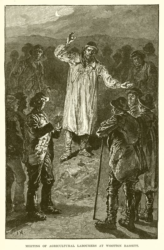 Mezőgazdasági munkások találkozója Wootton Bassettben alkotó: English School