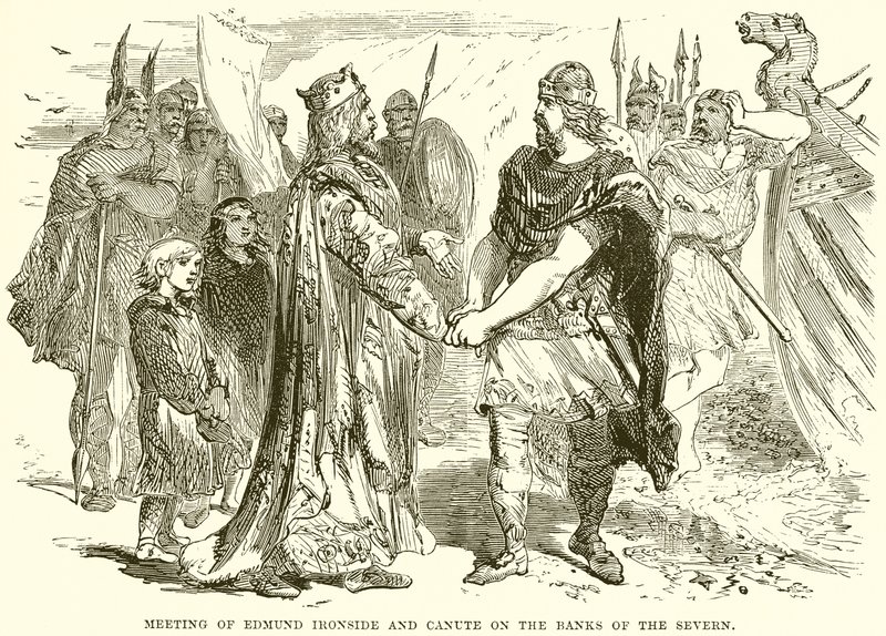 Edmund Ironside és Canute találkozása a Severn partján alkotó: English School