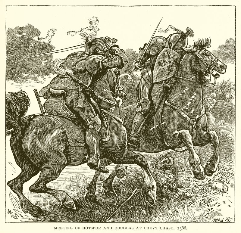 Hotspur és Douglas találkozója Chevy Chase-ben, 1388 alkotó: English School