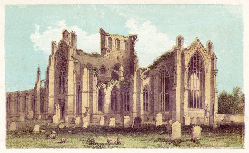 Melrose Abbey (színes litográfia) alkotó: English School