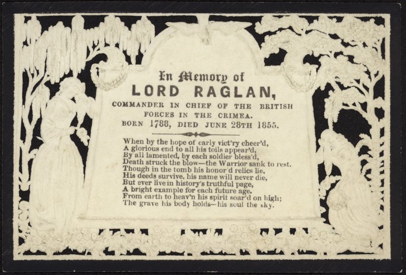 Emlékkártya Lord Raglan emlékére alkotó: English School