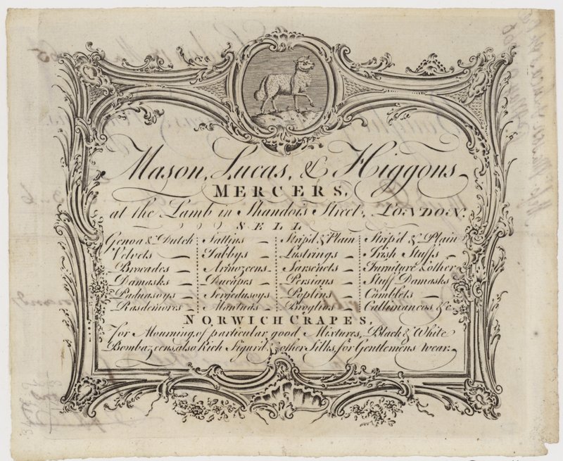 Mercer, Mason Lucas és Higgons, kereskedelmi kártya alkotó: English School