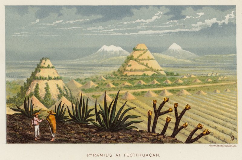 Mexikó: Teotihuacani piramisok (színes litho) alkotó: English School