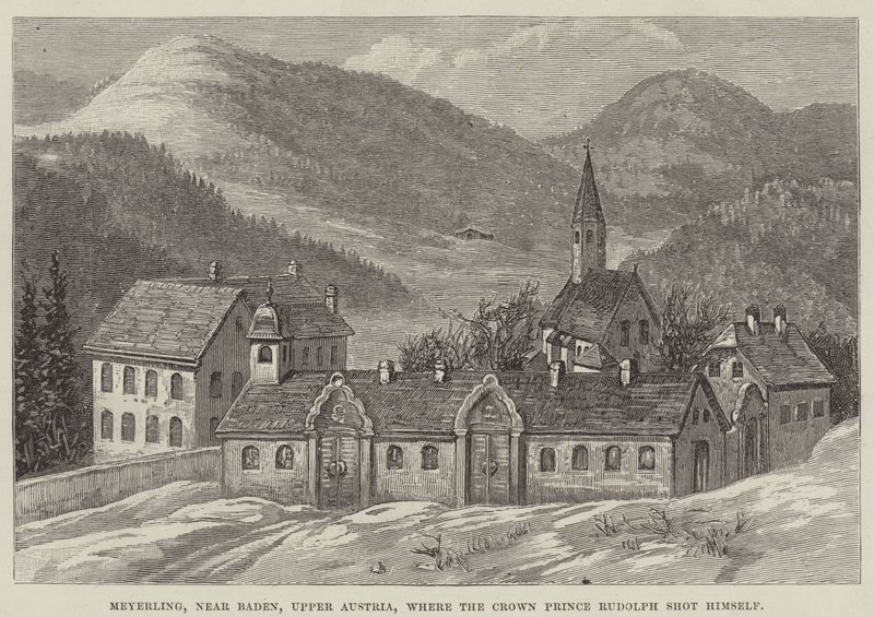Meyerling, Baden közelében, Felső-Ausztriában, ahol Rudolph trónörökös lelőtte magát (metszet) alkotó: English School
