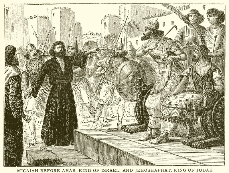 Mikeás Akháb, Izrael királya és Josafát, Júda királya előtt alkotó: English School
