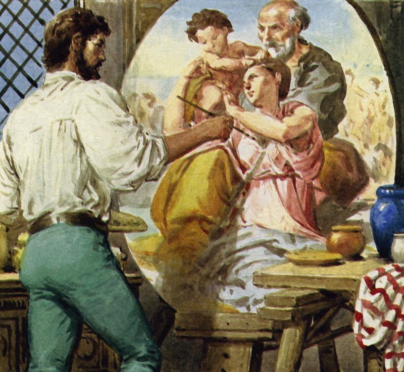 Michelangelo a Szent Családot festette egy firenzei nemes számára alkotó: English School