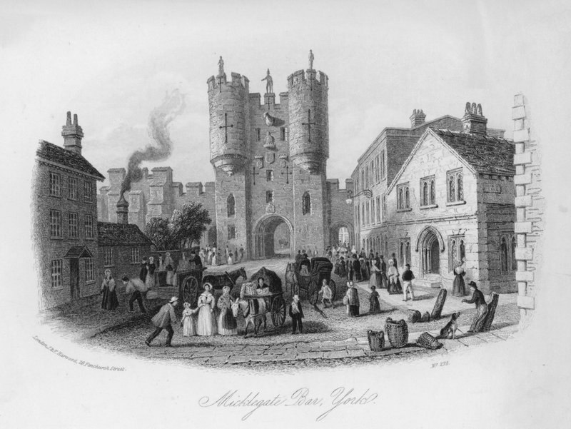 Micklegate Bar, York (metszet) alkotó: English School