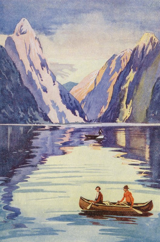 Milford Sound, Új-Zéland (színes litográfia) alkotó: English School