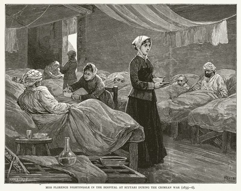 Florence Nightingale kisasszony a scutari kórházban a krími háború alatt (1855--6) alkotó: English School