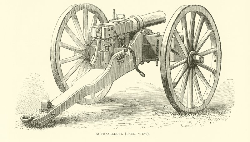 Mitrailleuse, hátulnézet, 1870. augusztus alkotó: English School