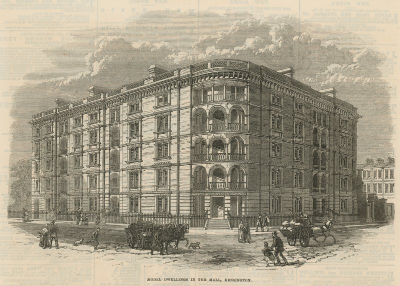 Modellakás a bevásárlóközpontban, Kensington, London alkotó: English School