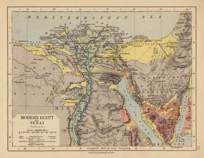 Modern Egyiptom és a Sínai-félsziget (színes litográfia) alkotó: English School