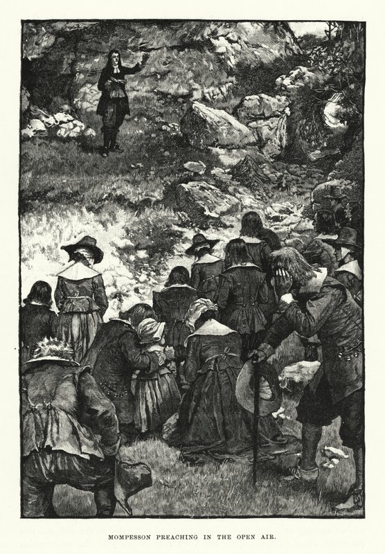 Mompesson prédikál a szabadban (metszet) alkotó: English School
