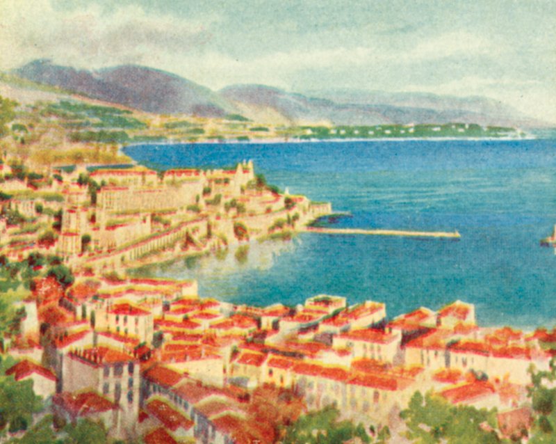 Monaco, Monte Carlo (színes litográfia) alkotó: English School