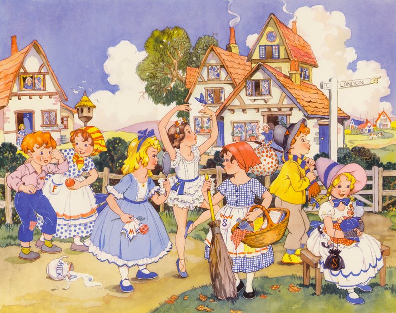 A hétfői gyermek szép arcú (színes litográfia) alkotó: English School