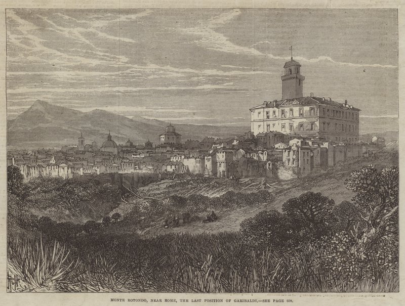 Monte Rotondo, Róma közelében, Garibaldi utolsó pozíciója (metszet) alkotó: English School