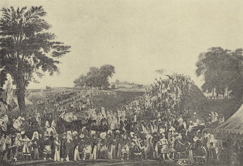 Montem szertartás a Salt Hillben, 1838 (mélynyomás) alkotó: English School