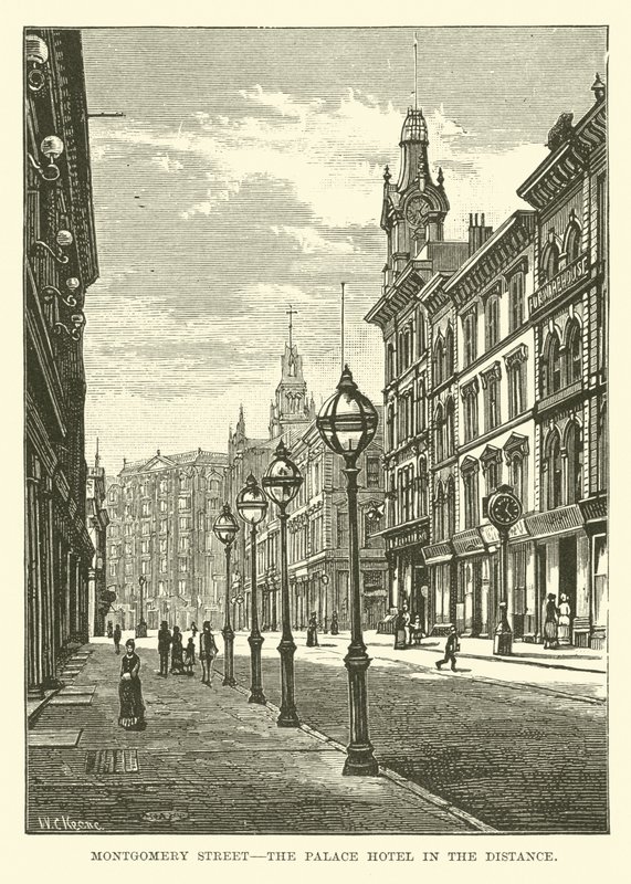 Montgomery Street, a Palace Hotel a távolban alkotó: English School