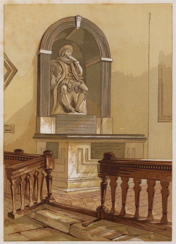 Lord Bacon emlékműve a Szent Mihály-templomban; St Albans közelében (színes litó) alkotó: English School