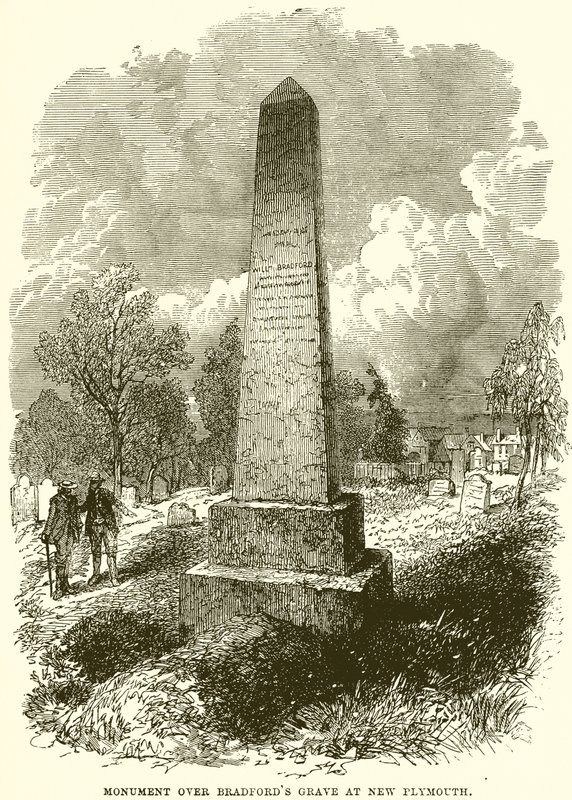 Emlékmű a Bradfords Grave felett New Plymouthban alkotó: English School
