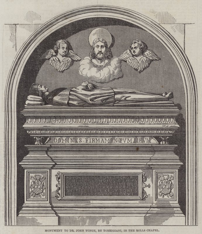 Dr. John Yonge emlékműve, Torrigianitól a Rolls-kápolnában (metszet) alkotó: English School
