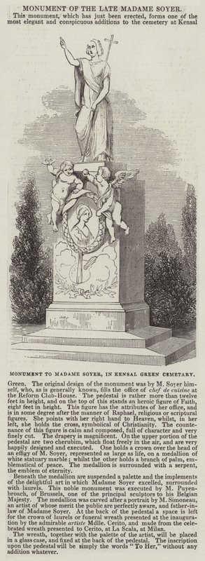 Madame Soyer emlékműve a Kensal Green temetőben (metszet) alkotó: English School