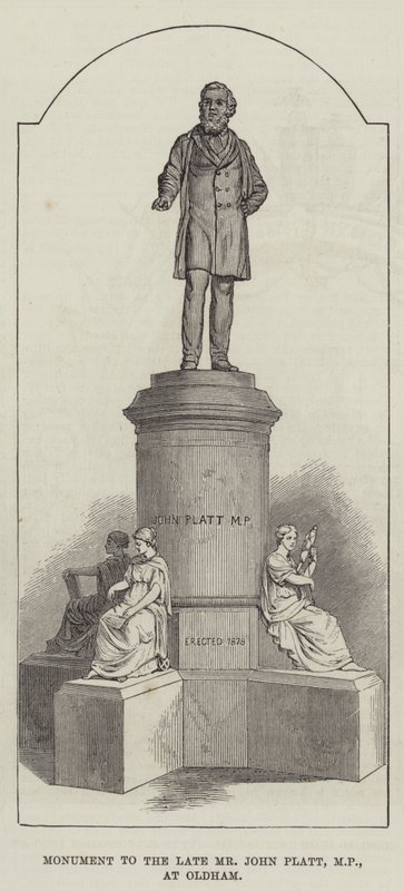 Emlékmű a néhai John Platt képviselő úrnak Oldhamban (metszet) alkotó: English School