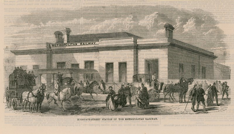A Metropolitan Railway Moorgate utcai állomása alkotó: English School