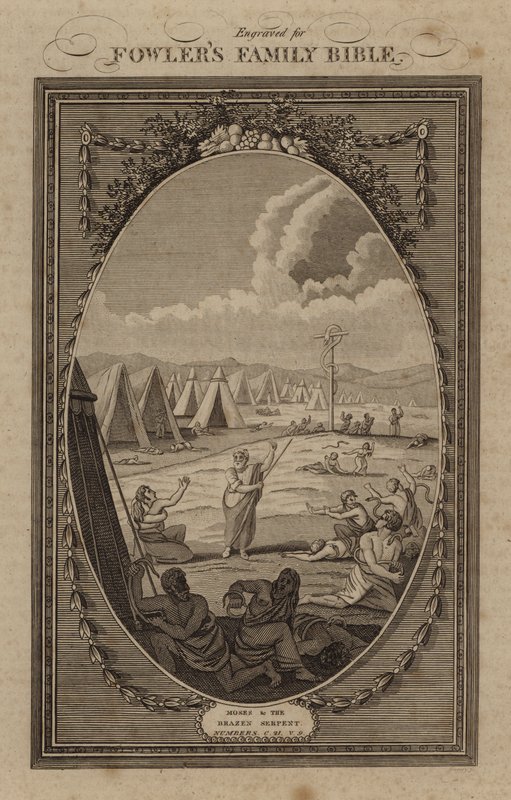 Mózes és a rézkígyó, Számok, 21. fejezet, 9. vers (metszet) alkotó: English School