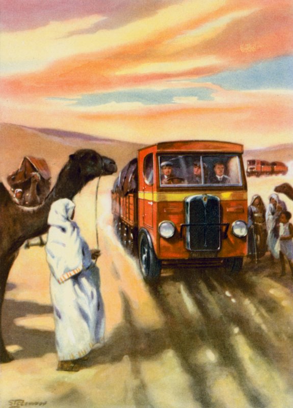 Autózás a sivatagon át (színes litho) alkotó: English School