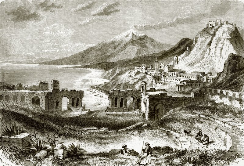 Etna (a Taurominiumból nézve), Szicíliában alkotó: English School