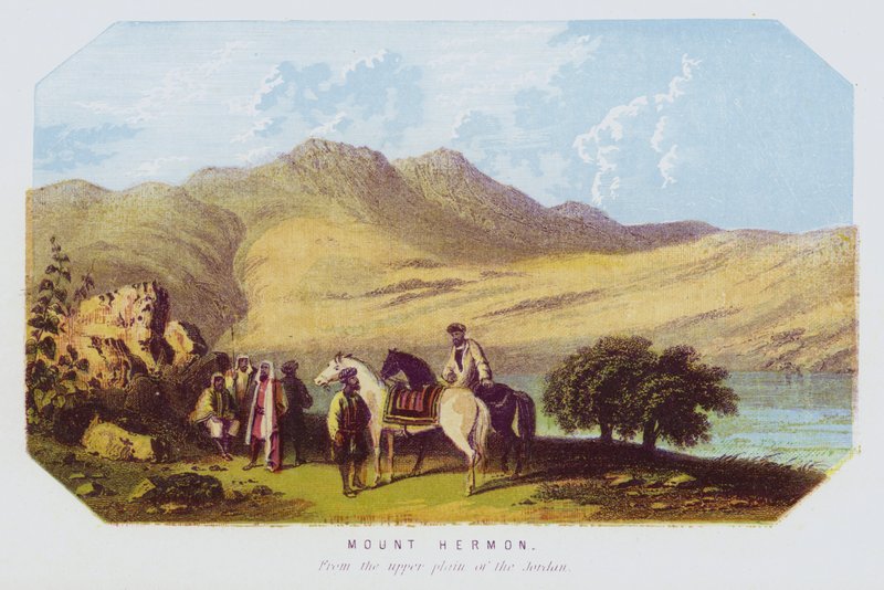 A Hermon-hegy a Jordán felső síkságáról (színes litográfia) alkotó: English School
