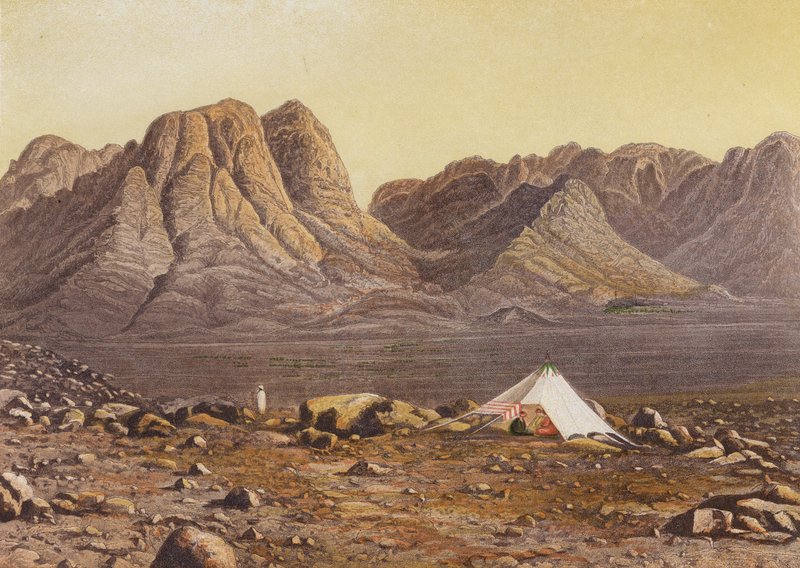 A Sínai-hegy, Hóreb, az En-Ráh-i síkságról, Exodux XIX 2 (színes lithó) alkotó: English School