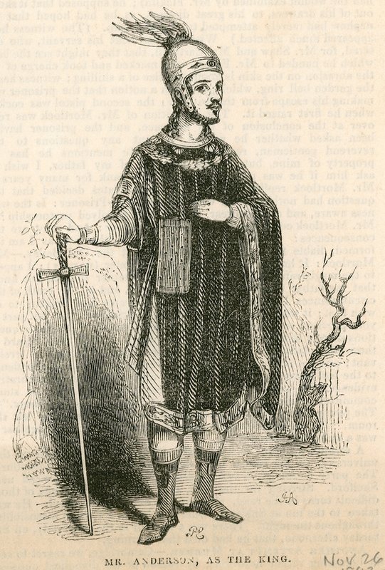 Mr Anderson az Arthur király című darab címszerepében, a londoni Drury Lane Theatre-ben alkotó: English School
