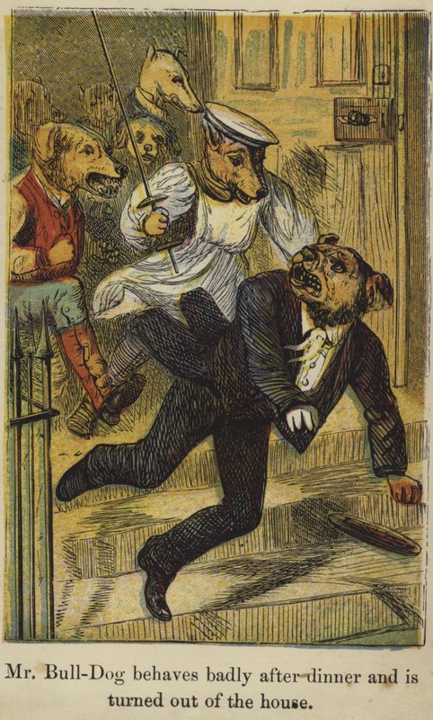Mr Bull-Dog rosszul viselkedik vacsora után, és kifordítják a házból alkotó: English School