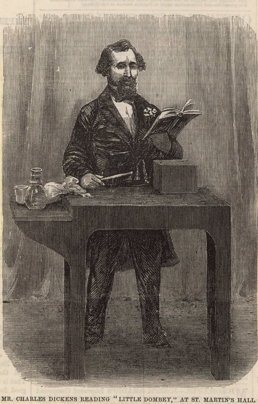 Charles Dickens a Kis Dombeyt olvas a St Martins Hallban alkotó: English School