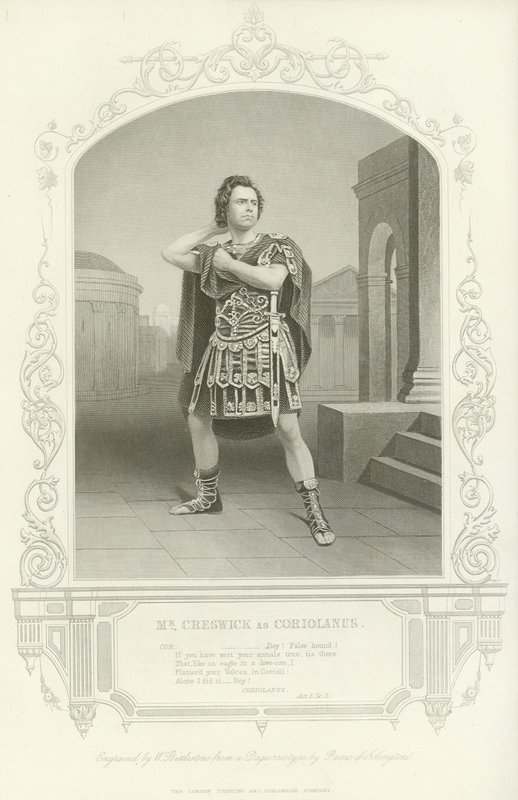 Mr Creswick mint Coriolanus, Coriolanus, V. felvonás, III. jelenet alkotó: English School