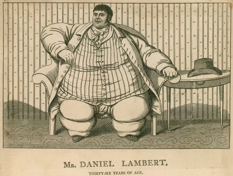 Daniel Lambert úr, 36 évesen 50 követ nyomott alkotó: English School