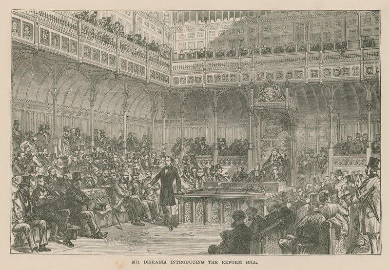 Disraeli úr bemutatja a reformtörvényt alkotó: English School