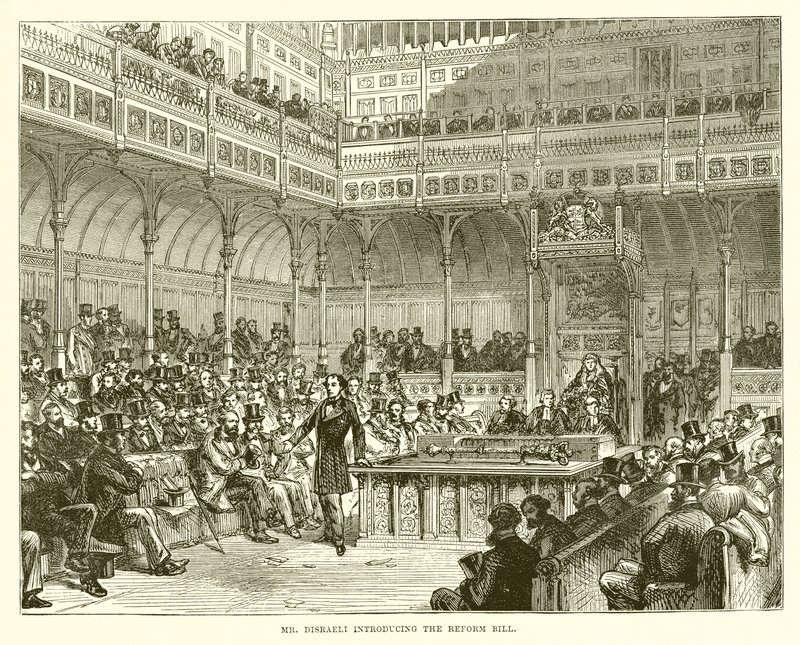 Disraeli úr bemutatja a reformtörvényt alkotó: English School