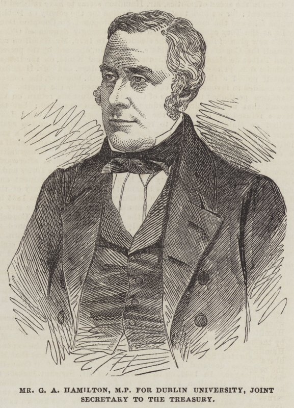 G A Hamilton úr, a Dublini Egyetem képviselője, pénzügyminiszter (metszet) alkotó: English School