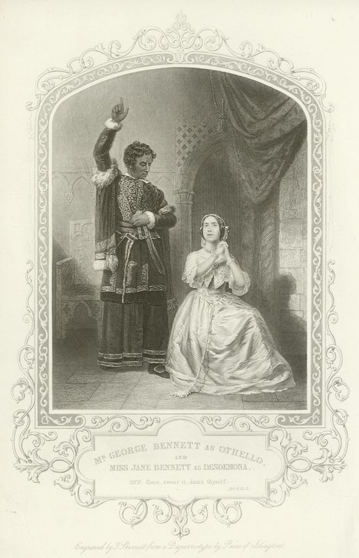 Mr George Bennett mint Othello és Miss Jane Bennett mint Desdemona, Othello, IV. felvonás, II. jelenet alkotó: English School