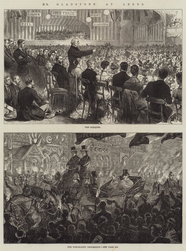 Mr Gladstone Leedsben (metszet) alkotó: English School