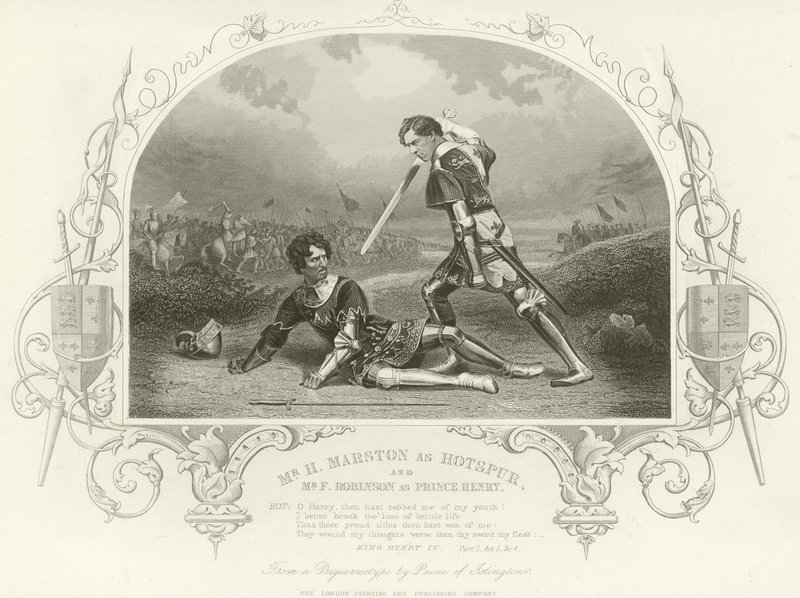 H. Marston úr Hotspurként és F Robinson Henrik hercegként, IV. Henrik király, I. rész alkotó: English School