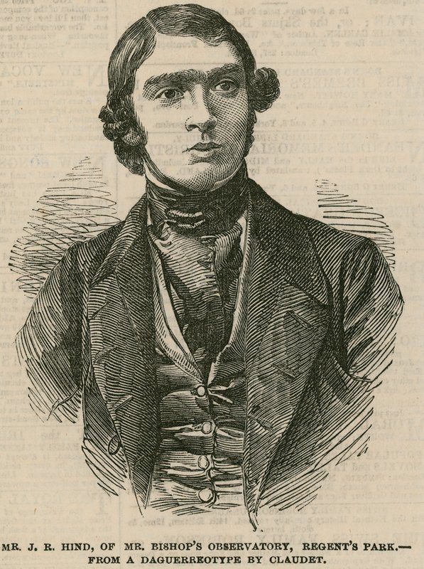J R Hind úr a Mr Bishops Obszervatóriumból, a Regents Parkból alkotó: English School
