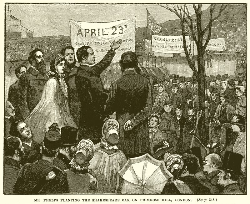 Mr. Phelps elülteti a Shakespeare-tölgyet a Primrose Hillen, Londonban alkotó: English School