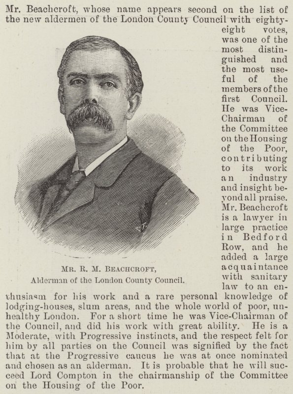 RM Beachcroft úr, a londoni megyei tanács elnöke (metszet) alkotó: English School