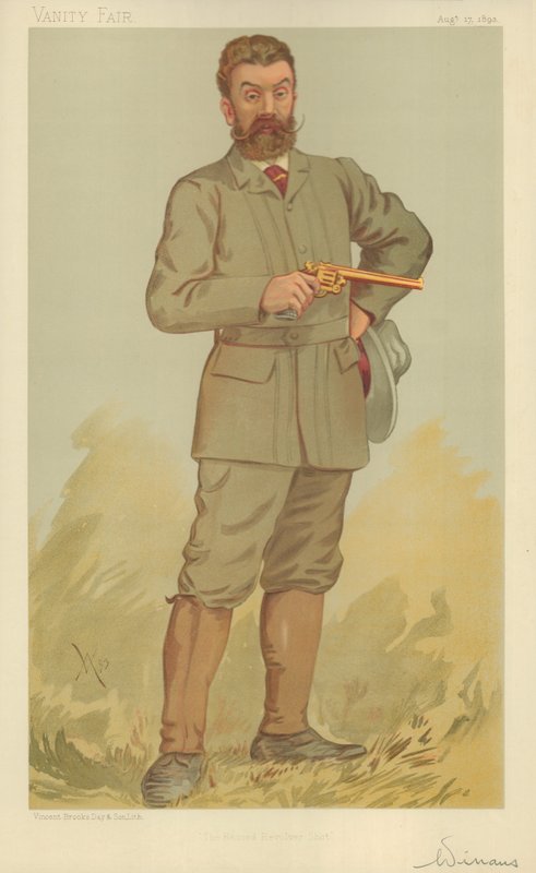 Walter Winans, A rekord revolverlövés, 1893. augusztus 17., Vanity Fair rajzfilm alkotó: English School